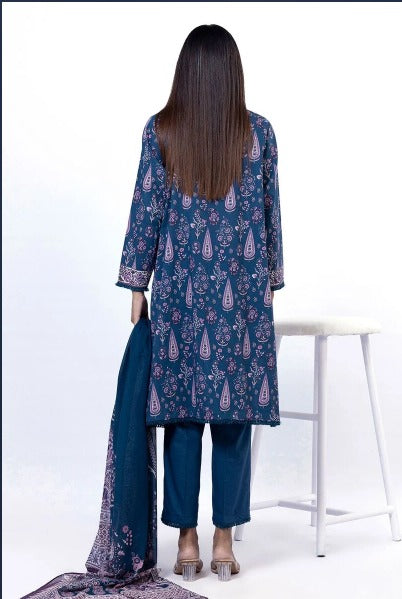 Khaadi B-Blue Original Lawn 3Pc Unstitched Suit – Premium Summer Collection (100% Authentic)