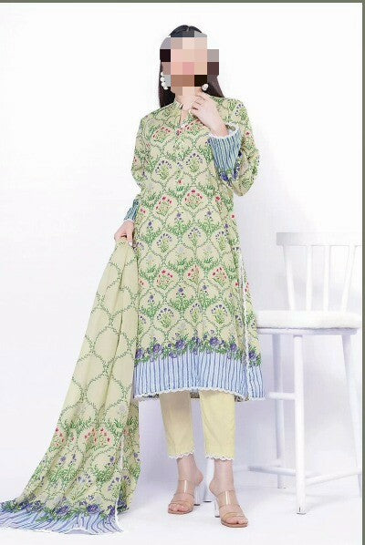 Khaadi Sea-Green Original Lawn 3Pc Unstitched Suit – Premium Summer Collection (100% Authentic)