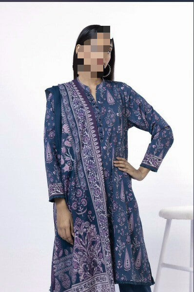 Khaadi B-Blue Original Lawn 3Pc Unstitched Suit – Premium Summer Collection (100% Authentic)
