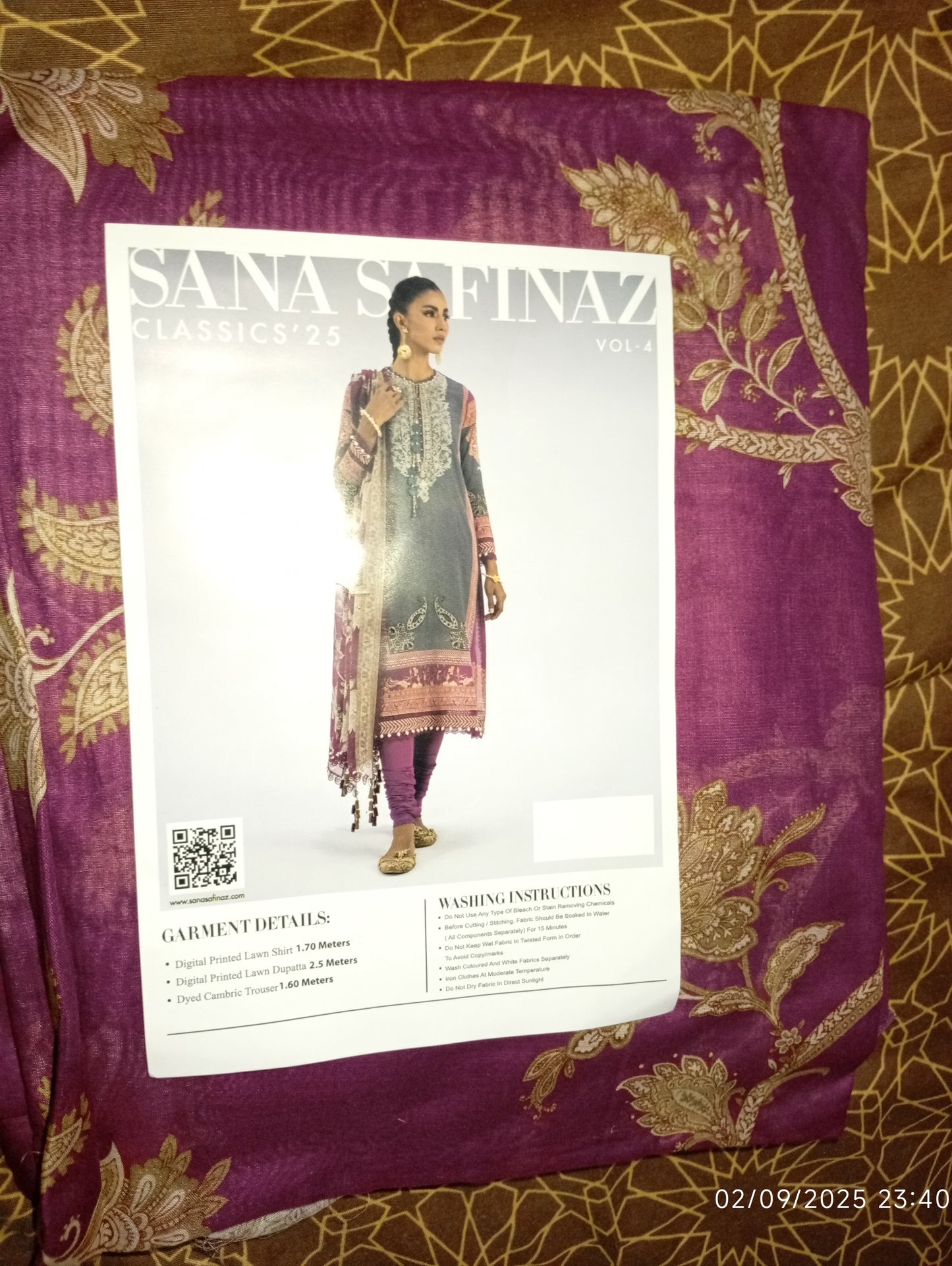 Sana Safinaz Original Lawn Printed 3Pc Unstitched Suit – Luxury Collection (100% Authentic)
