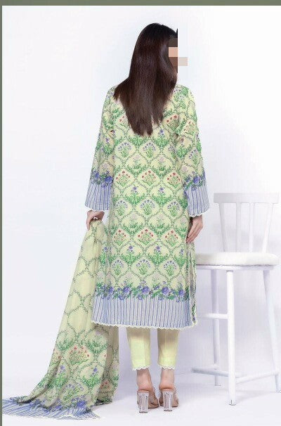 Khaadi Sea-Green Original Lawn 3Pc Unstitched Suit – Premium Summer Collection (100% Authentic)