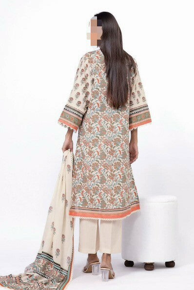 Khaadi FLORAL-CREAM Original Lawn 3Pc Unstitched Suit – Premium Summer Collection (100% Authentic)