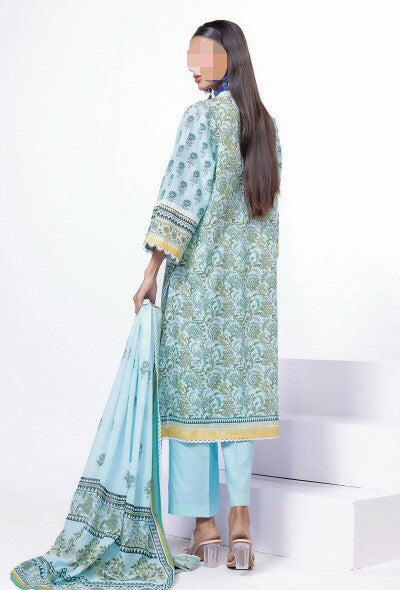 Khaadi SKY-BLUE Original Lawn 3Pc Unstitched Suit – Premium Summer Collection (100% Authentic)
