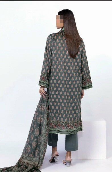 Khaadi Light-Green Original Lawn 3Pc Unstitched Suit – Premium Summer Collection (100% Authentic)