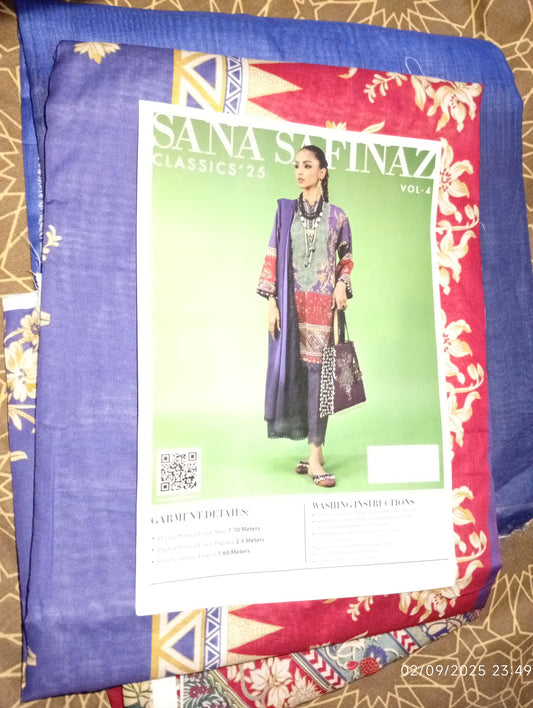 Sana Safinaz Original Lawn Printed 3Pc Unstitched Suit – Luxury Collection (100% Authentic)