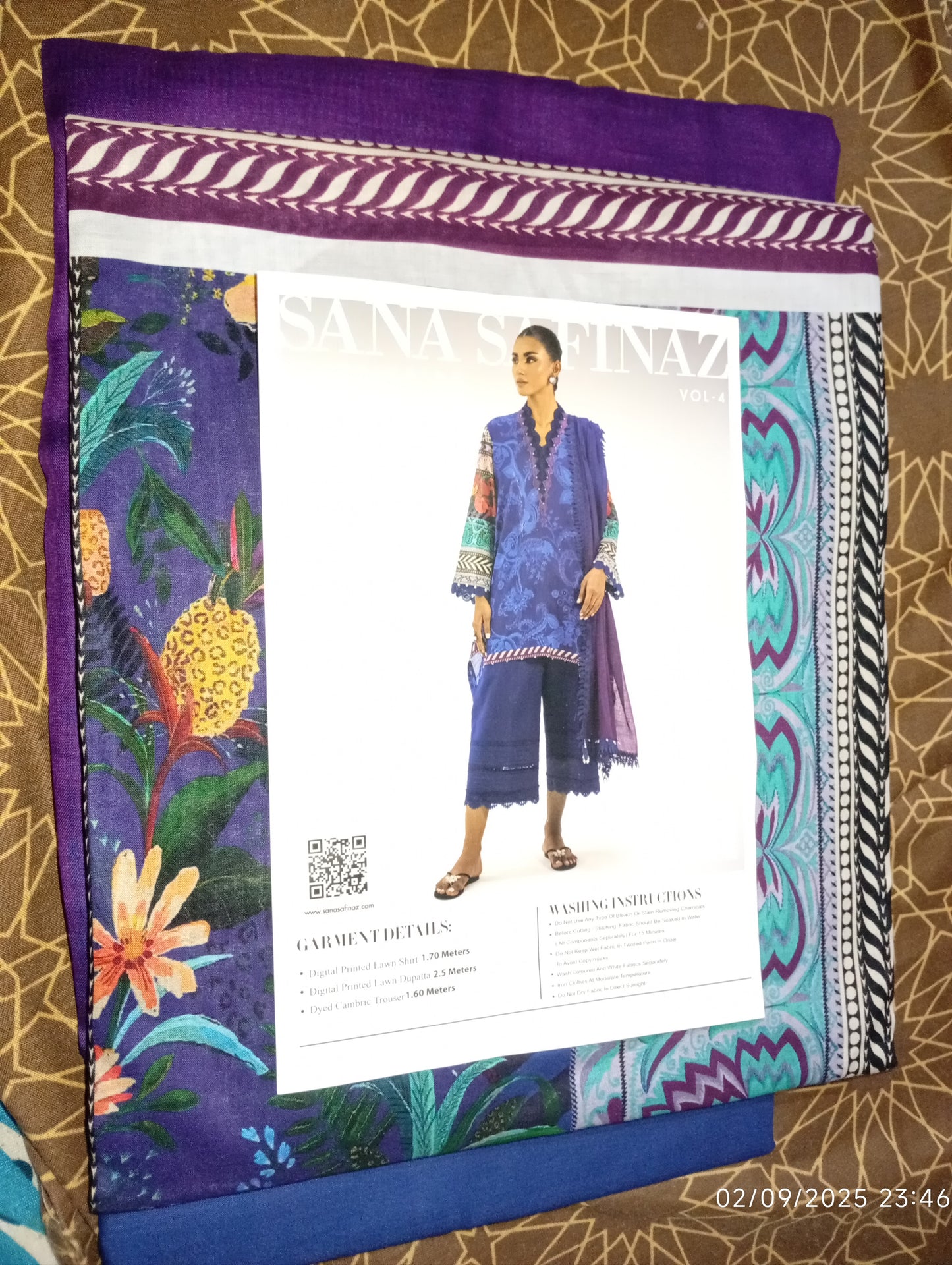 Sana Safinaz Original Lawn Printed 3Pc Unstitched Suit – Luxury Collection (100% Authentic)