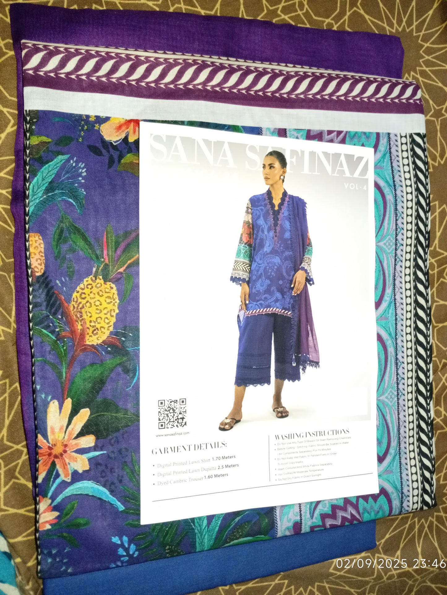 Sana Safinaz Original Lawn Printed 3Pc Unstitched Suit – Luxury Collection (100% Authentic)
