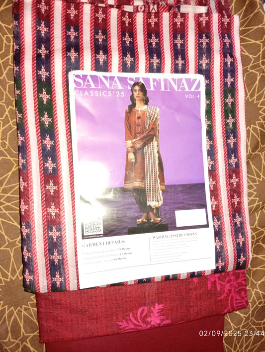 Sana Safinaz Original Lawn Printed 3Pc Unstitched Suit – Luxury Collection (100% Authentic)