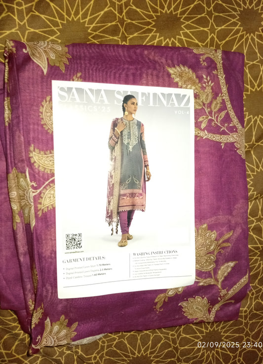 Sana Safinaz Original Lawn Printed 3Pc Unstitched Suit – Luxury Collection (100% Authentic)